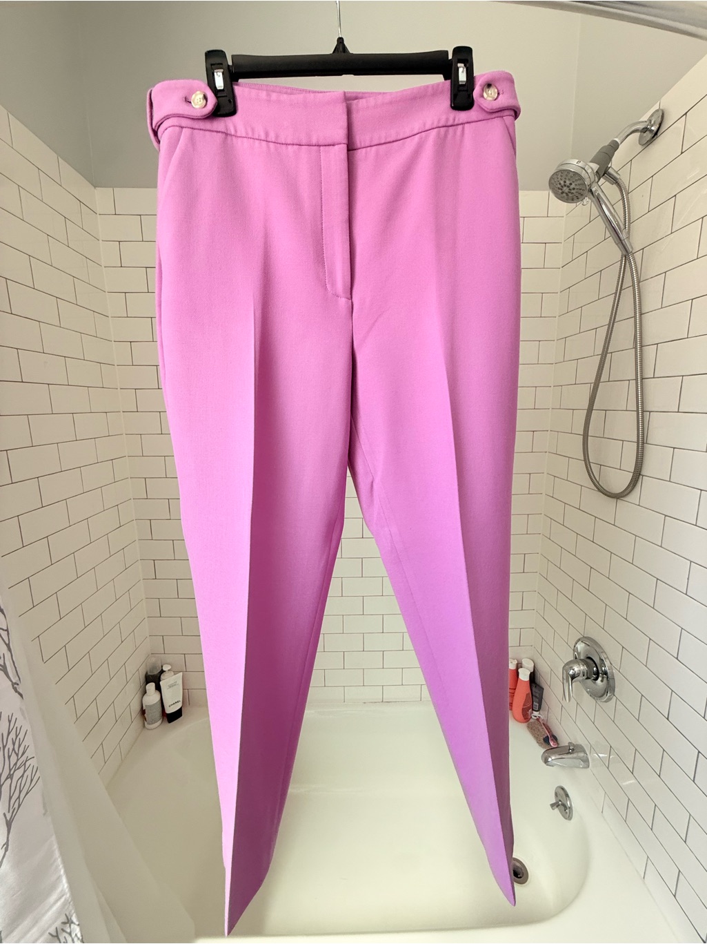 Veronica Beard High-Rise Tailored Pink Trousers